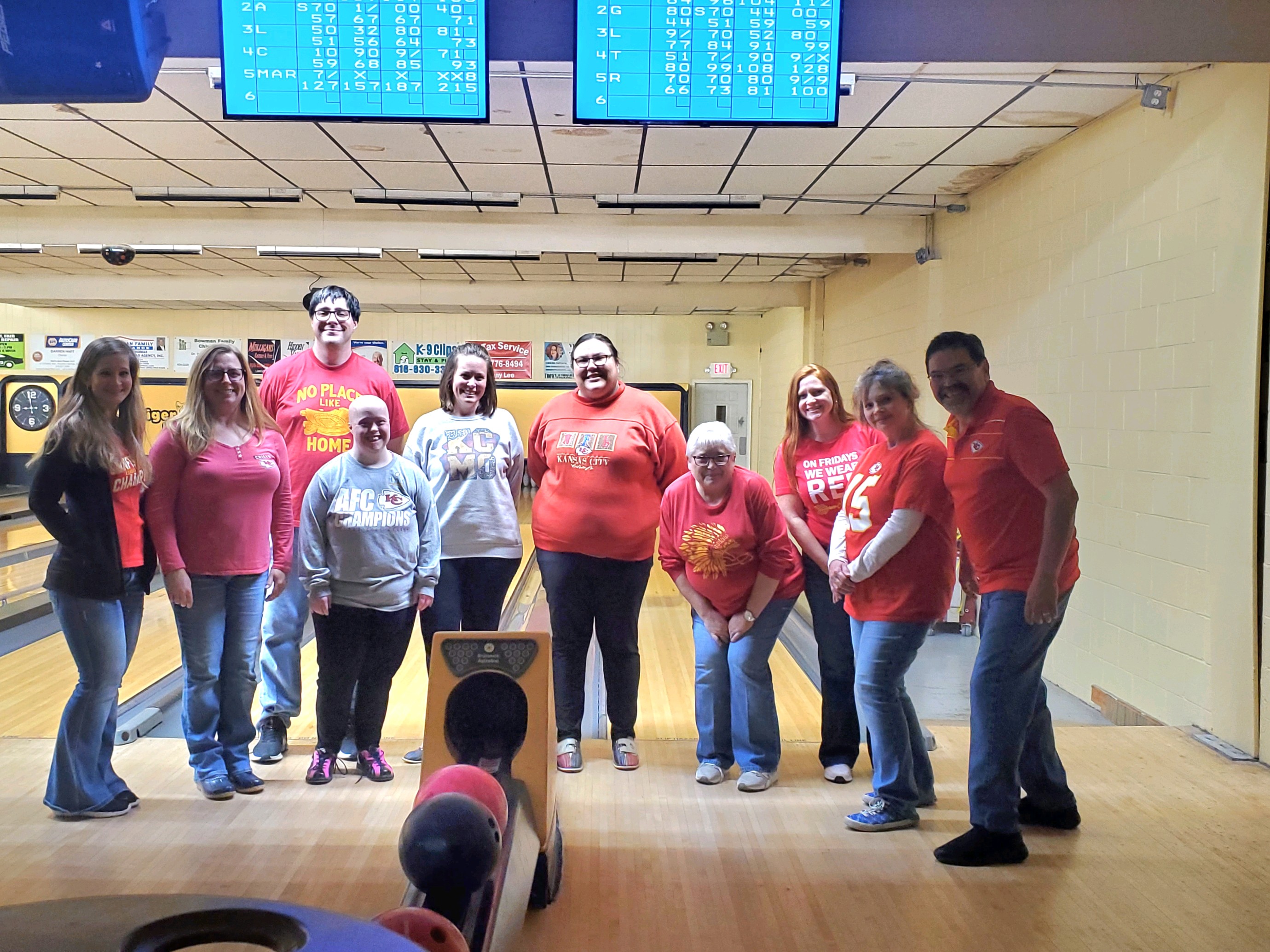 Clay County Savings Bank Employees picture at bowling alley